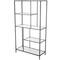 32" x 58" Black Metal 4 Shelf Storage Shelving Unit with Clear Glass Shelves